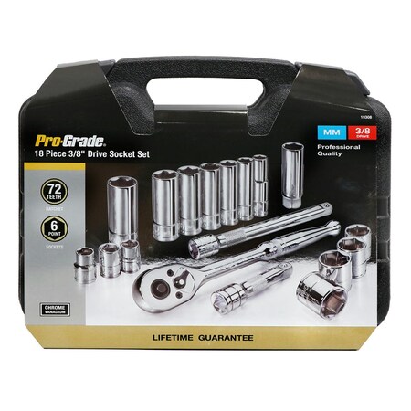 Pro-Grade Tools 18 Pc. 3/8" Dr. Metric Socket Set 19308